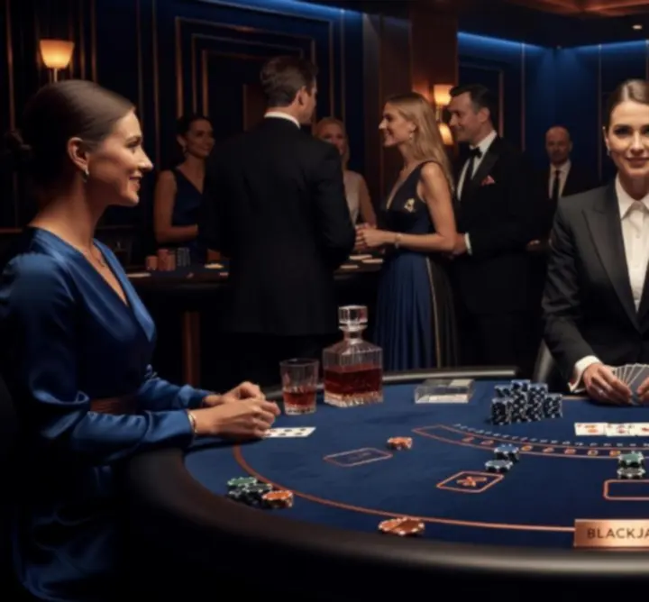 Elegáns blackjack asztal hangulatos fényekkel
