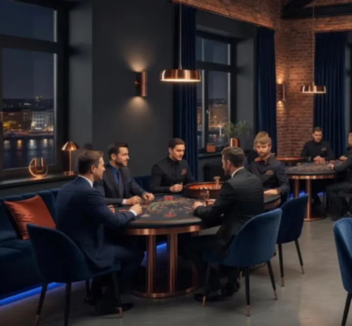 Mobil kaszinóasztalok és krupiék egy elegáns rendezvényen