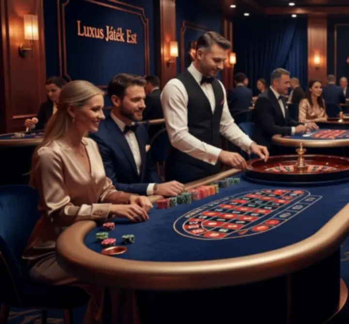 Rulett és blackjack asztal elegáns fényekkel